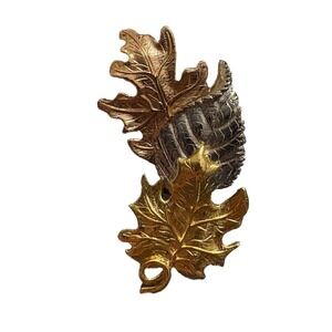 Avon Brooch Women's Gold Silver Tri Color Leaf Design Textured Retro Collectible